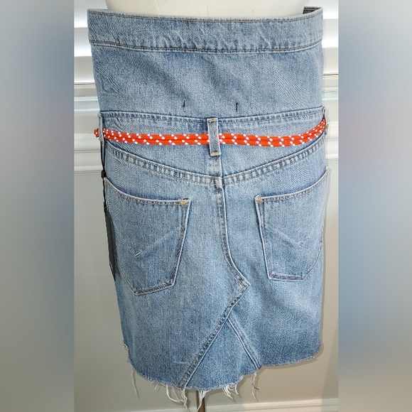 Hudson Light Wash Button Fly Distressed Jean Skirt sz 26 - Picture 3 of 5